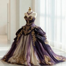 Victorian Gothic Wedding Dresses Vintage Sweetheart Neck Corset Lace Appliques