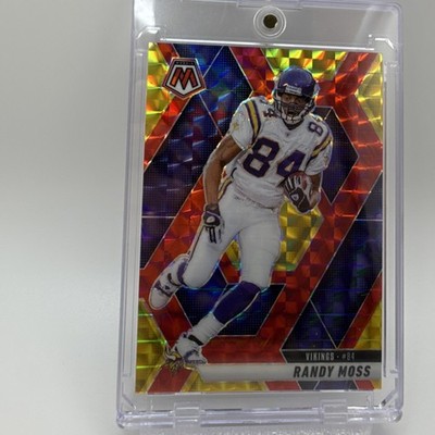 Panini 2025 Mosaic Randy Moss #134 Choice Fusion Red & Yellow Prizm /89 Vikings