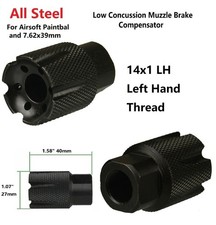 Steel Compact Low Concussion Muzzle Brake Compensator 14x1 Left Hand For 7.62X39