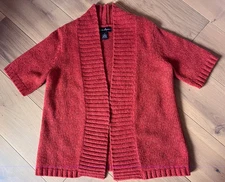 Mercer & Madison ladies cardigan M UK14 terracotta lambswool/angora short sleeve