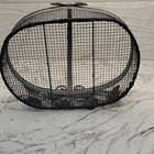 Vtg Black Metal Wire Mesh Oval Basket w/Handle, Leaf Theme, Hanging/Freestanding — photo 10