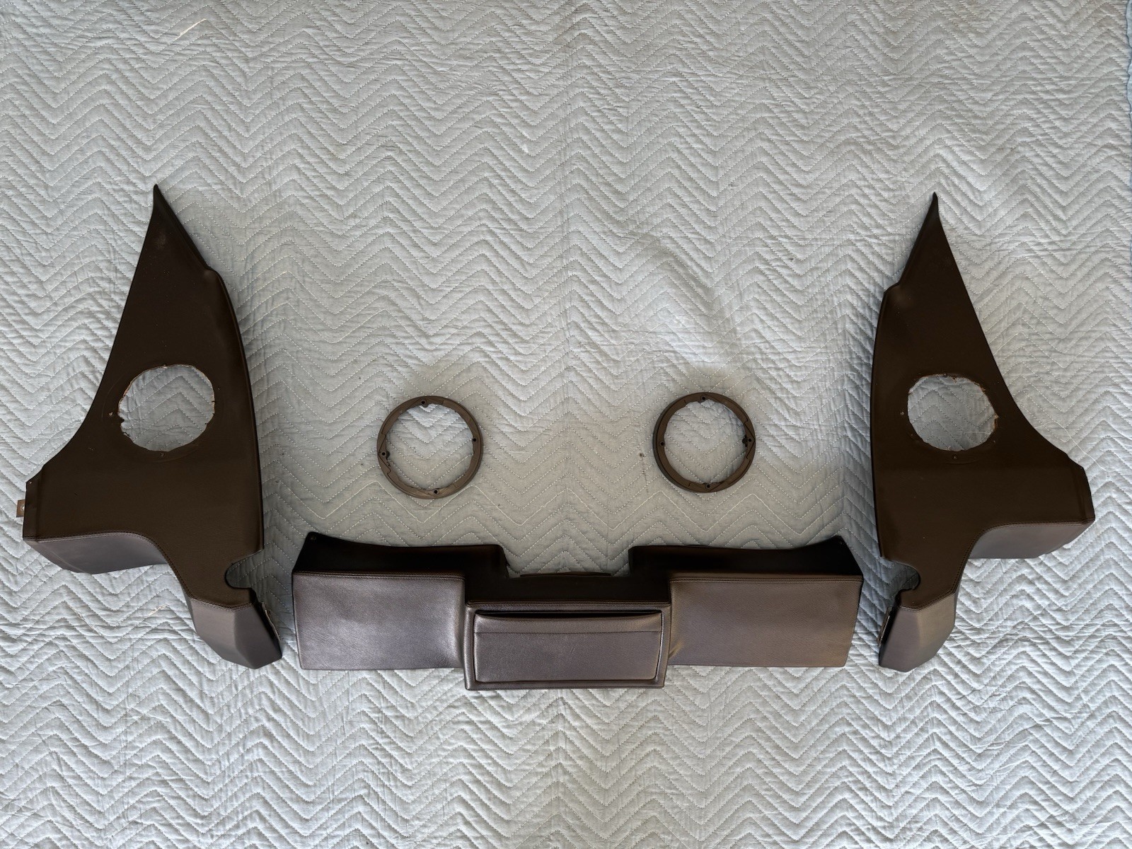 Genuine Ferrari 348 Original Black Leather Rear Shelf End Caps