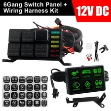 6 Gang 12V Switch Panel LED Light Bar Circuit Control Box For Boat Marine Car RV