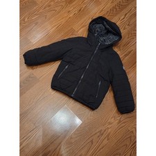 Abercrombie Kids Puffer Jacket Black Faux Fur Lined Hooded Water Resistant 5/6