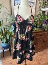 American Eagle Outfitters Black Floral Slip Dress Sz 6 Y2K Back To School