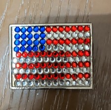 belt buckle American Flag rhinestone metal clamp closure