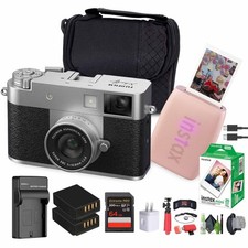 FUJIFILM X Digital Camera Silver , MINI LINK 3 Smartphone Printer Rose Pink