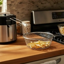 Versatile Round Fry Basket in 18/8 Stainless Steel   Dishwasher Safe  Durable