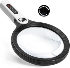 Large Magnifying Glass with Light, Ebbnivs 5X 10X 20X Handheld Magnifying Glasse