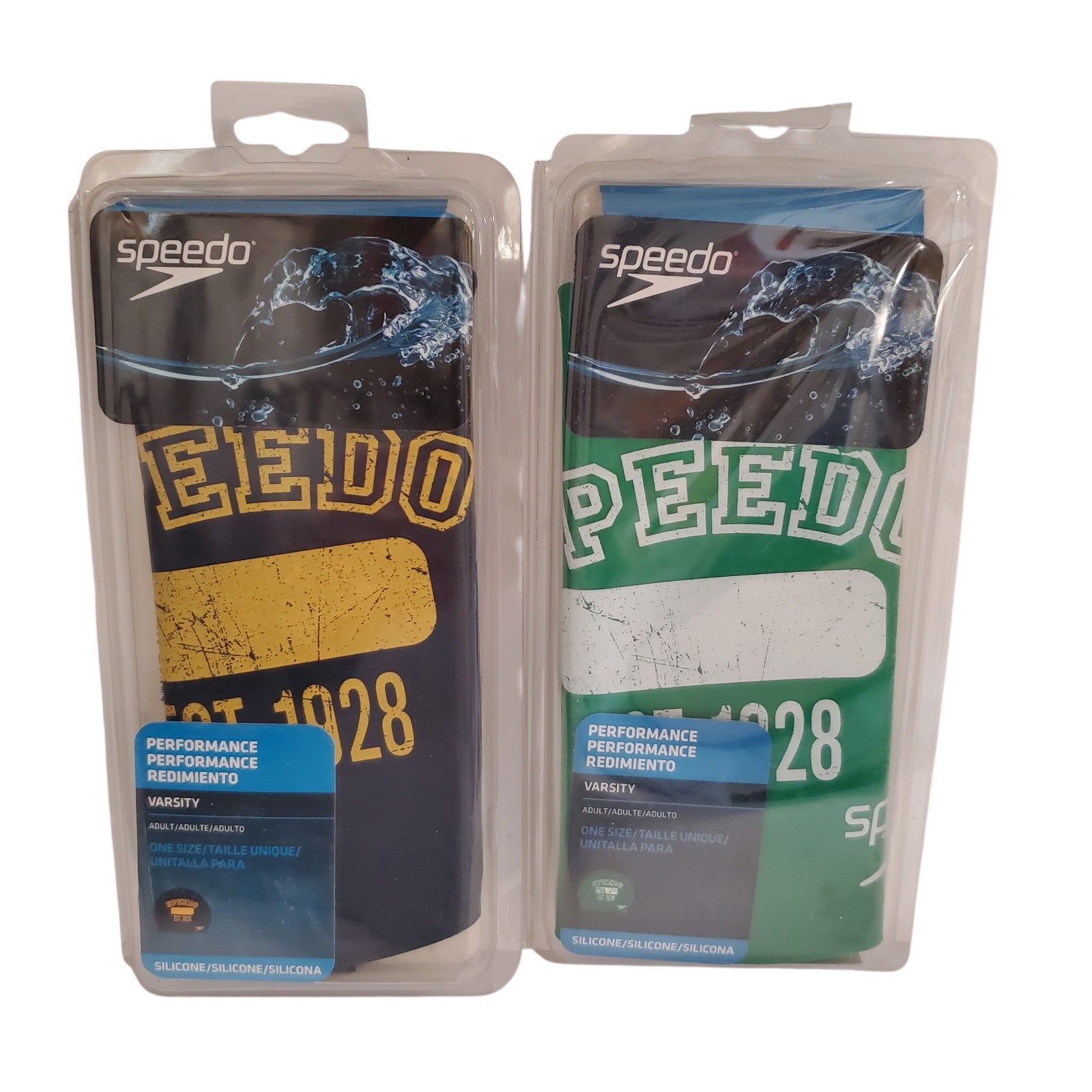 Speedo Lot of 2 Performance Adult Swim Caps Silicone Varsity
