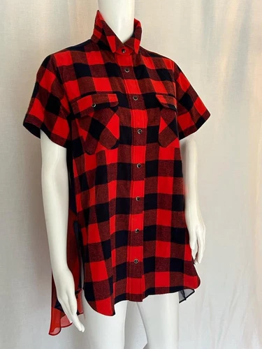 Camicia SACAI LUCK Multi fabbricazione in chiffon di seta flanella di cotone taglia S