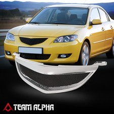 Fits 2004-2006 Mazda 3 Sedan Diamond Wire Honeycomb Mesh Upper Front Hood Grille