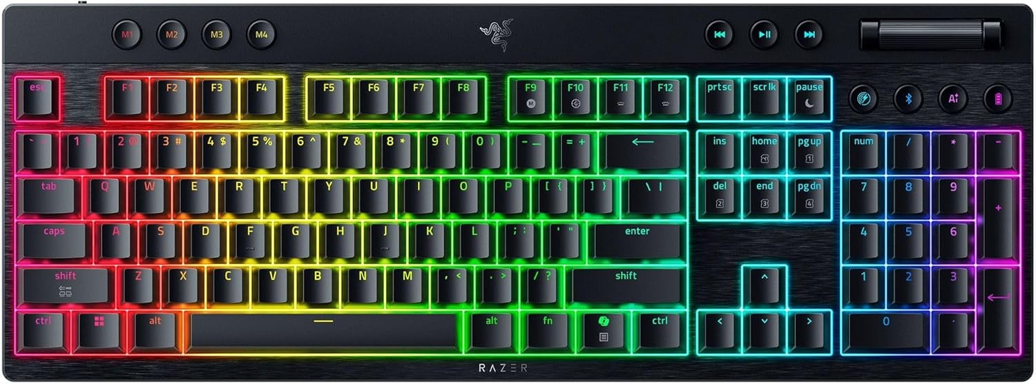 Razer BlackWidow V4 HyperSpeed Green Switch Keyboard Black Certified Refurbished