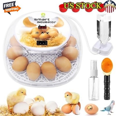 12-24 Eggs Incubator W/ Automatic Egg Turning LED Egg Candler Water Injector New