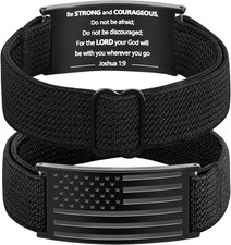 Valentines Day Gifts - Patriotic American Flag Bracelet for Men - Military Adjus