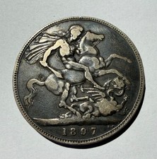 1897 Queen Victoria Veiled Head Silver Crown - Regnal Year LXI
