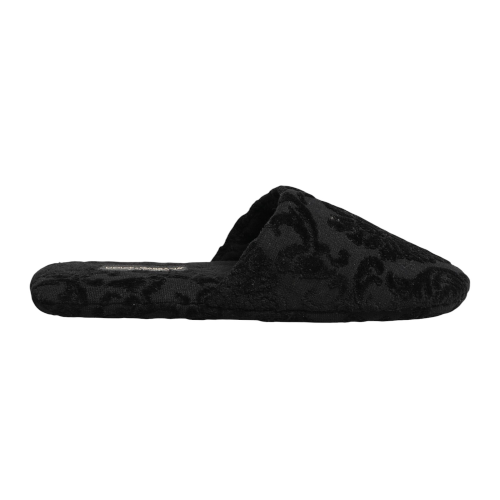 DOLCE & GABBANA Shoes Black Logo Embroidered Slippers Flats EU44 / US11 900usd