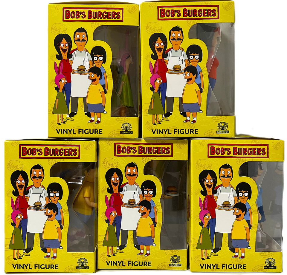 Bob's Burgers Set Of 5 Tina Louise Gene Linda Bob 4" Figures Culturefly NEW NIB - Image 3 of 4