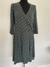 Ladies Fat Face Green Floral Wrap Dress Size 14 