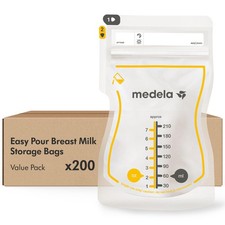 Medela Easy Pour Breastmilk Storage Bags 200 Count 7oz/210ml Disposable, Leak...