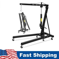 2 Ton Folding Engine Hoist Hydraulic Auto Cherry Picker Shop Crane Lift 4400lbs