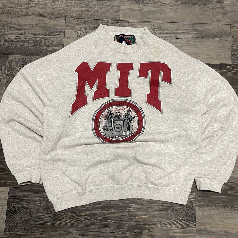 Vintage MIT Crewneck Sweatshirt Adult Medium Gray Made in USA 90s Men