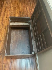 Vintage Wooden Storage Bench with Hinged Top. 