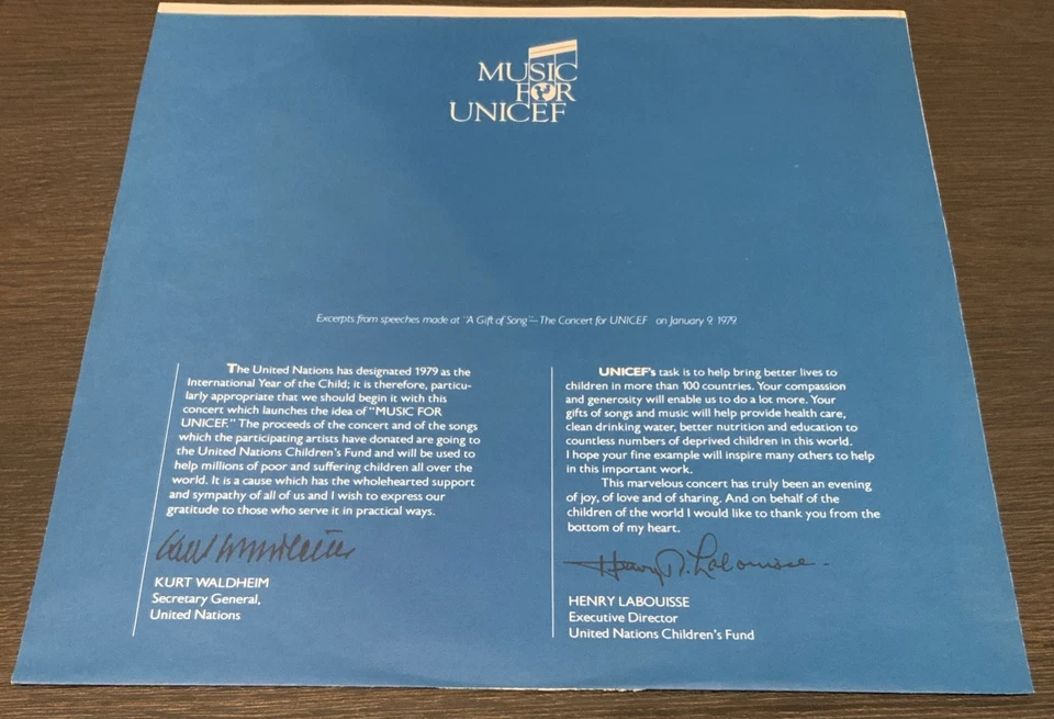 The Music For Unicef Concert 1979 LP EX PD-1-6214, Rare, Rod Stewart ABBA A Gibb - Image 3 of 4