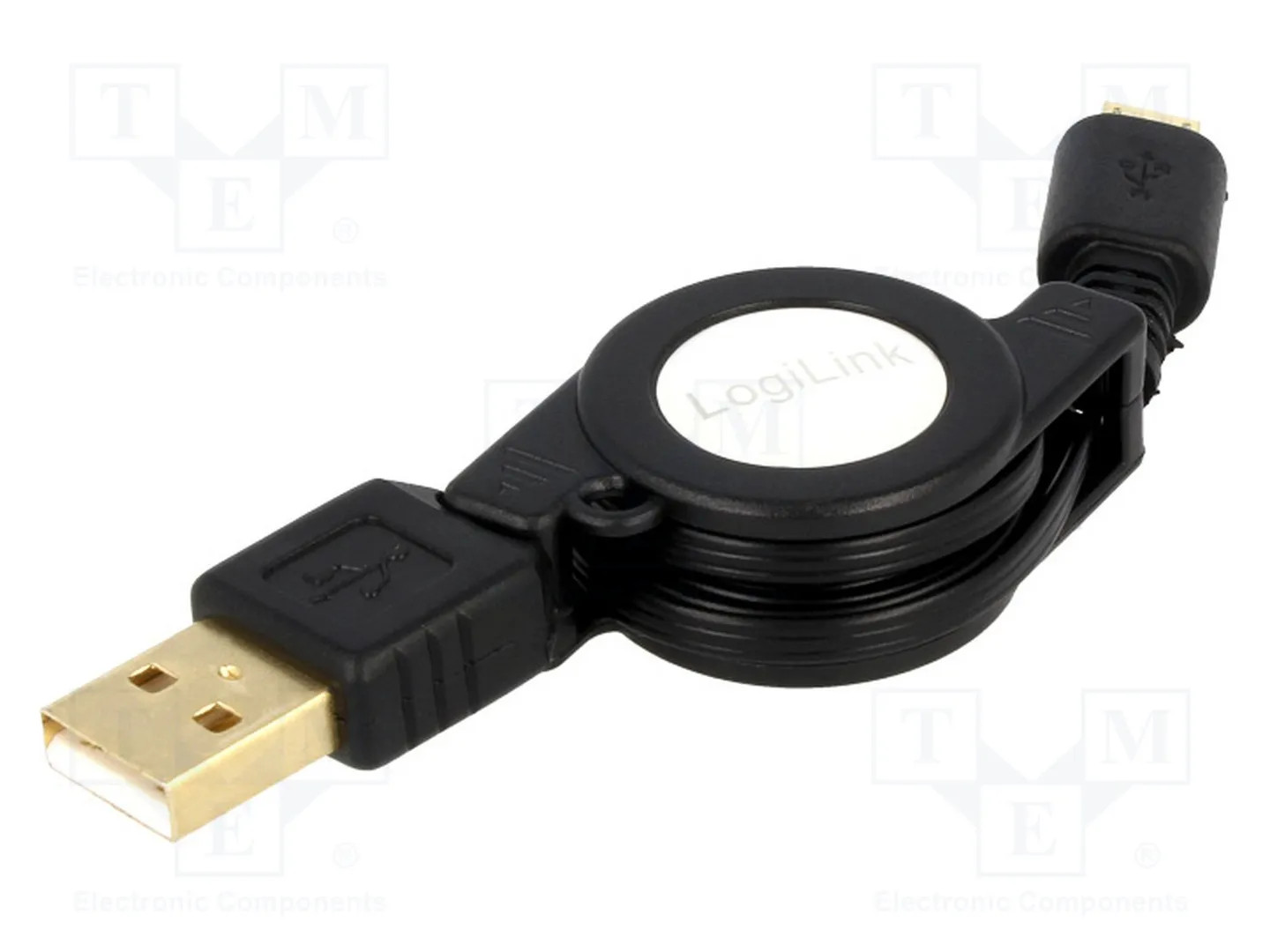 Logilink Nero Cavo Usb Usb 2.0 Spina Usb-A, Spina Usb-Micro-B 0.75 M Con Avvolgitore Cu0090 - Immagine 2