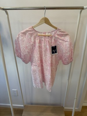 Roller Rabbit x Target Girls Adaptive Floral Short Sleeve Eyelet Hem Top Pink M
