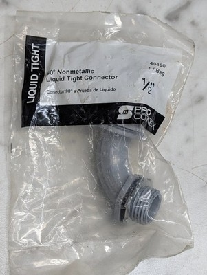 Pro Connex Liquid Tight Connector 1/2-NPT Nonmetallic 90° Flexible Conduit 49490