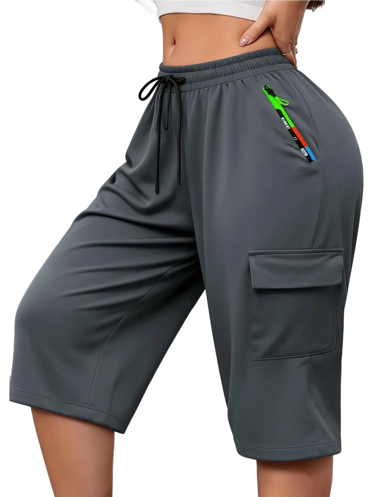 's Hiking Cargo Shorts,Lightweight Quick-Dry 7" Long Shorts with Zipper Pocke...