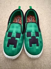 Boys Minecraft Creeper Slip on Shoes Size 3 Green Loafers