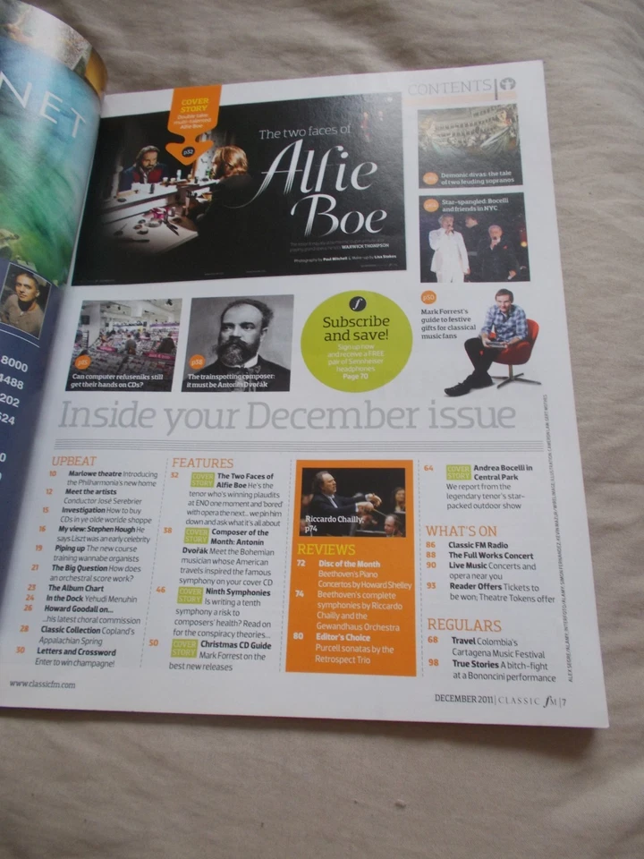 Classic Music Magazine,Issue December 2011,Alfie Boe. - Image 4 of 4