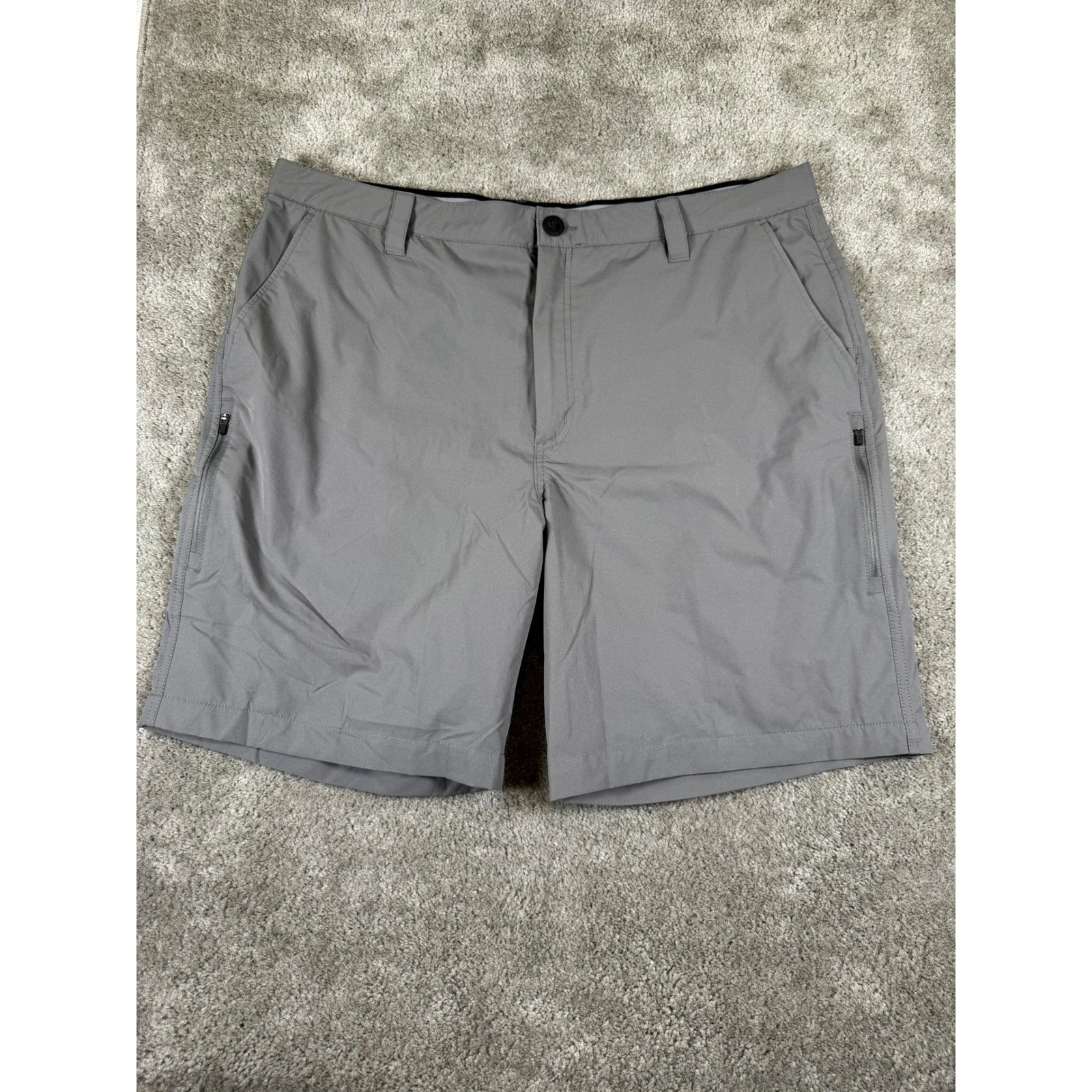 Orvis Men Gray Performance Shorts Size 40 Quick Dry Hiking Fishing Zipper Pocket
