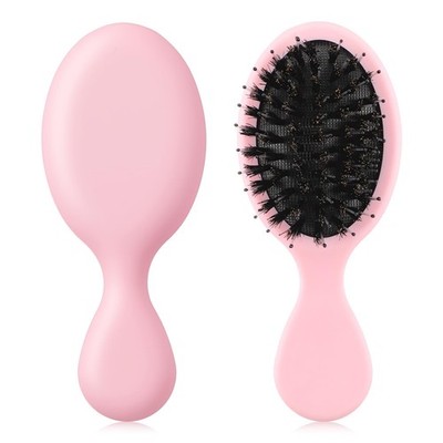 Mini Boar Bristles Hair Brush for Women Travel Hair Brush Small Portable