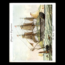 HMS Queen #21 1936 Players Cigarettes Old Naval Prints Tobacco Card Baseball MLB