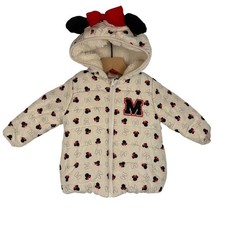 DISNEY Toddler Minnie Mouse Puffer Jacket with Ears Girls 18M Cream Red Black