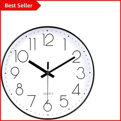 Moderne 12 Zoll batteriebetriebene Wanduhr mit guter Ablesbarkeit - Schwarz