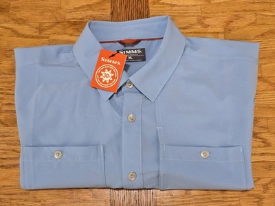 Simms M's Guide LS Shirt Men's XL Blue Long Sleeve Button Fishing Pockets NWT