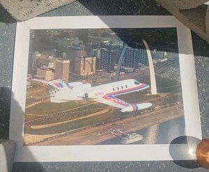 Vintage Lear 36 Jet Bicentennial Poster By St. Louis Arch