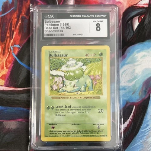 Pokémon Bulbasaur 44/102 WOTC Base Set Shadowless - CGC 8