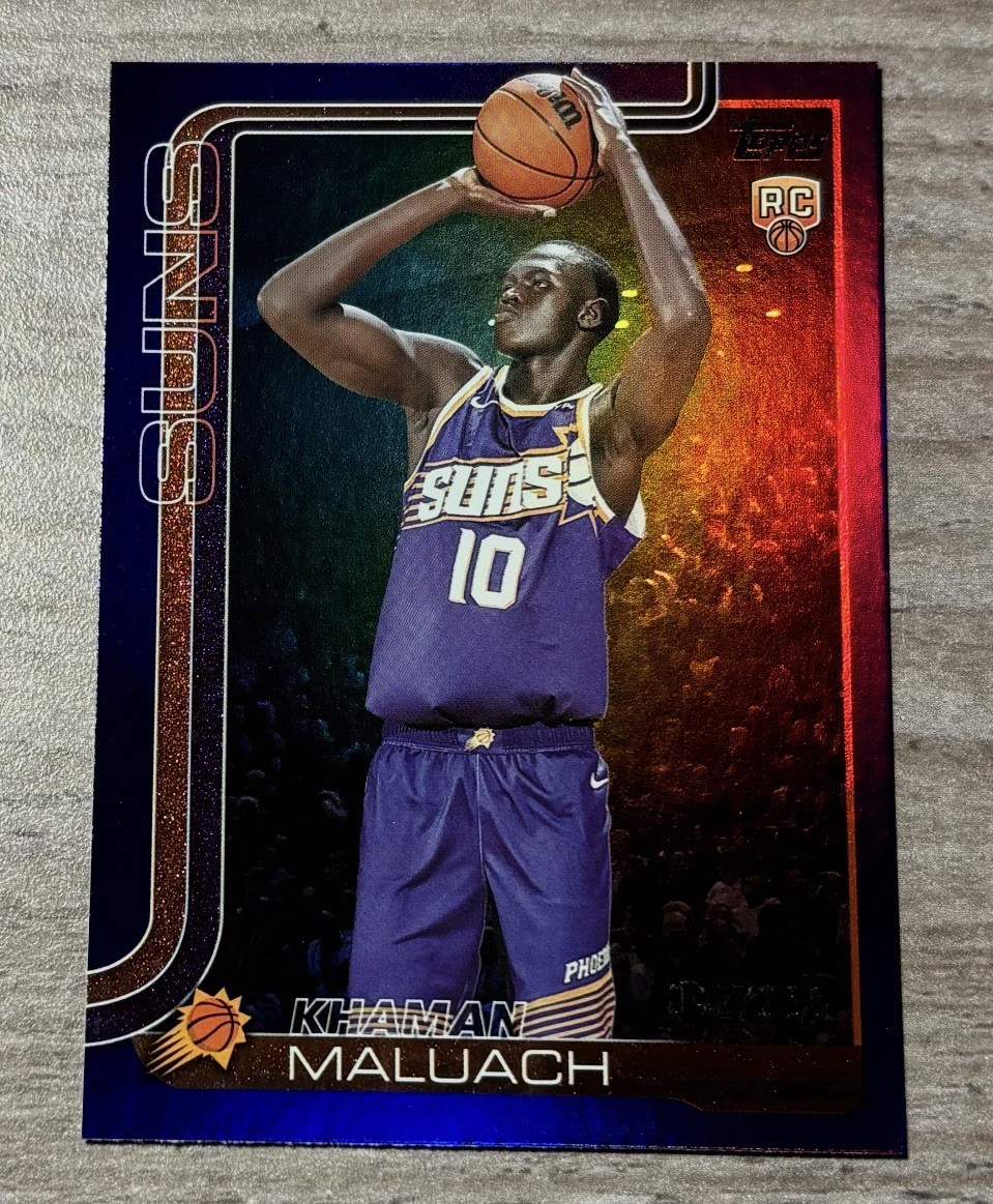 2025-26 Topps Basketball #210 Khaman Maluach Purple Foil Rookie SP #042/250 Suns