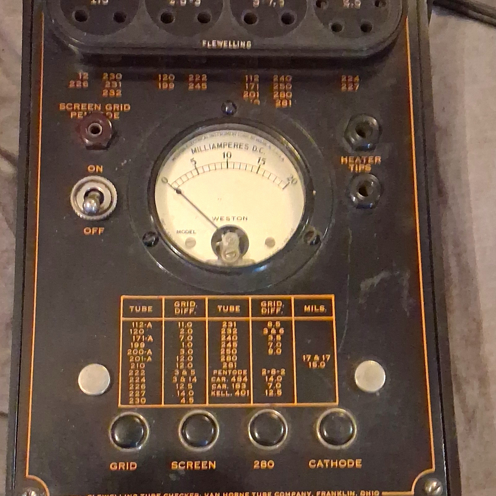 Weston 1559 Tube Checker Vacuum Tube Tester Vacuum Tube Checker