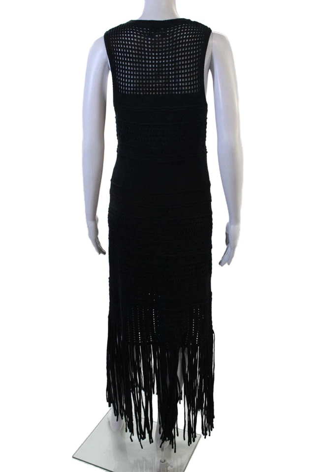 Maxi Vestido Suéter La Ligne para Mujer Negro Sin Mangas Cuello Redondo Boho Talla S Foto 3 de 4