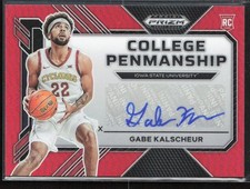 2023 Panini Prizm Draft Picks Gabe Kalscheur College Penmanship Red Auto /199