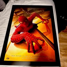 Spider-Man Framed Reproduction Poster Orange Background Movies Collectible Art