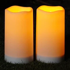 Homemory Solar Candles Outdoor Waterproof, 3"X6" Rechargeable Solar Powered