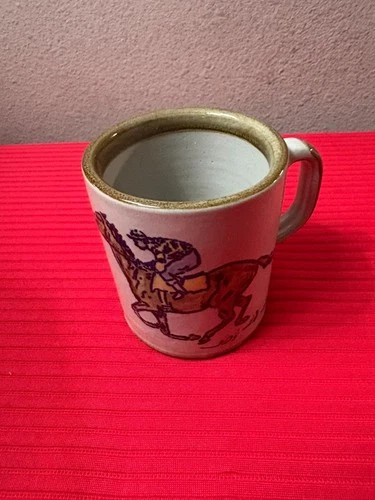 LOUISVILLE STONEWARE POTTERY Horse Racing Derby Jockey Cup Mug Vintage 1980's