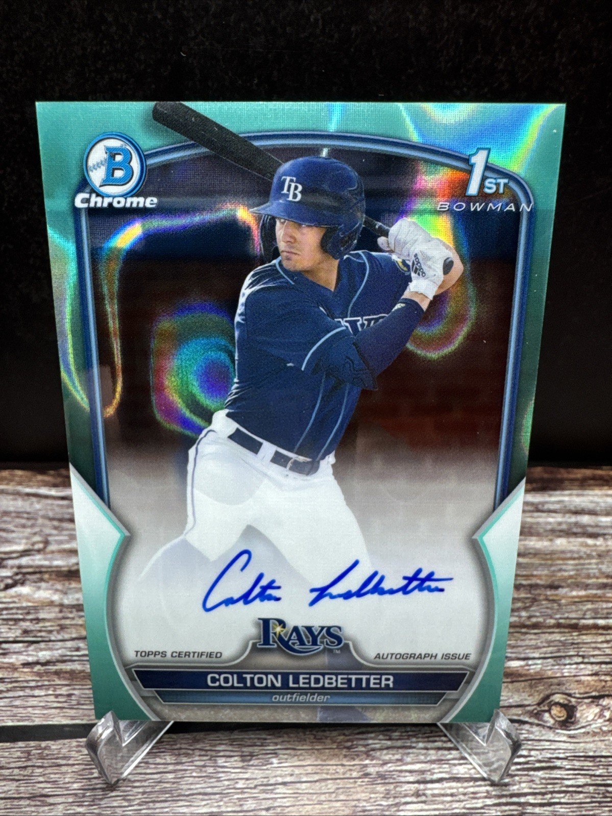 2023 Bowman Draft Colton Ledbetter Chrome Prospect Aqua Lava Auto /199 #CDA-CL